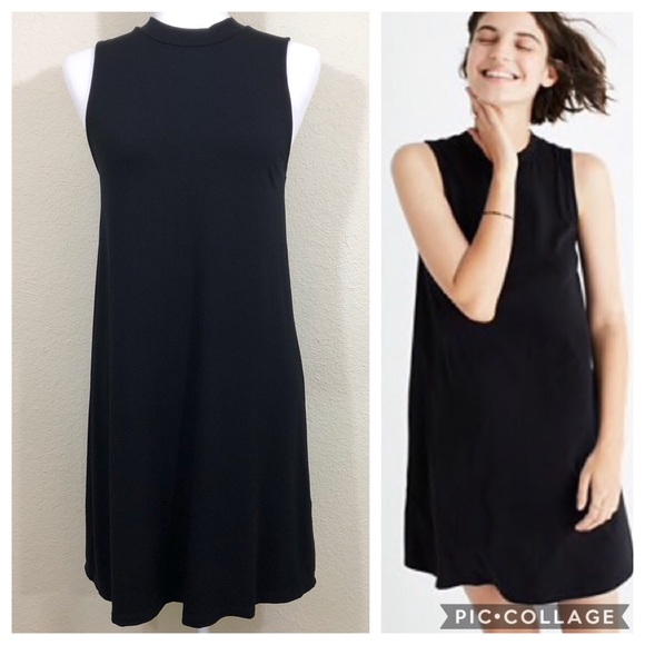 Madewell Dresses & Skirts - Madewell mock neck swing dress black size Small